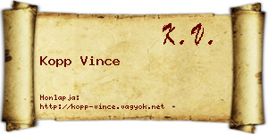 Kopp Vince névjegykártya
